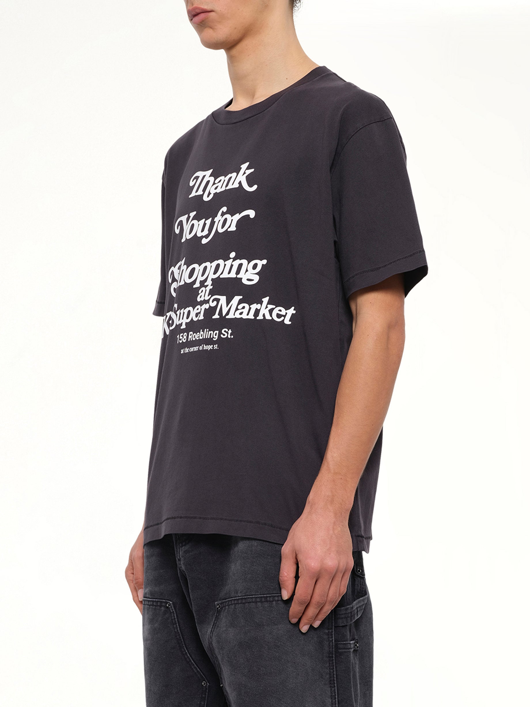 Thank you for Shopping T-Shirt in Washed Black