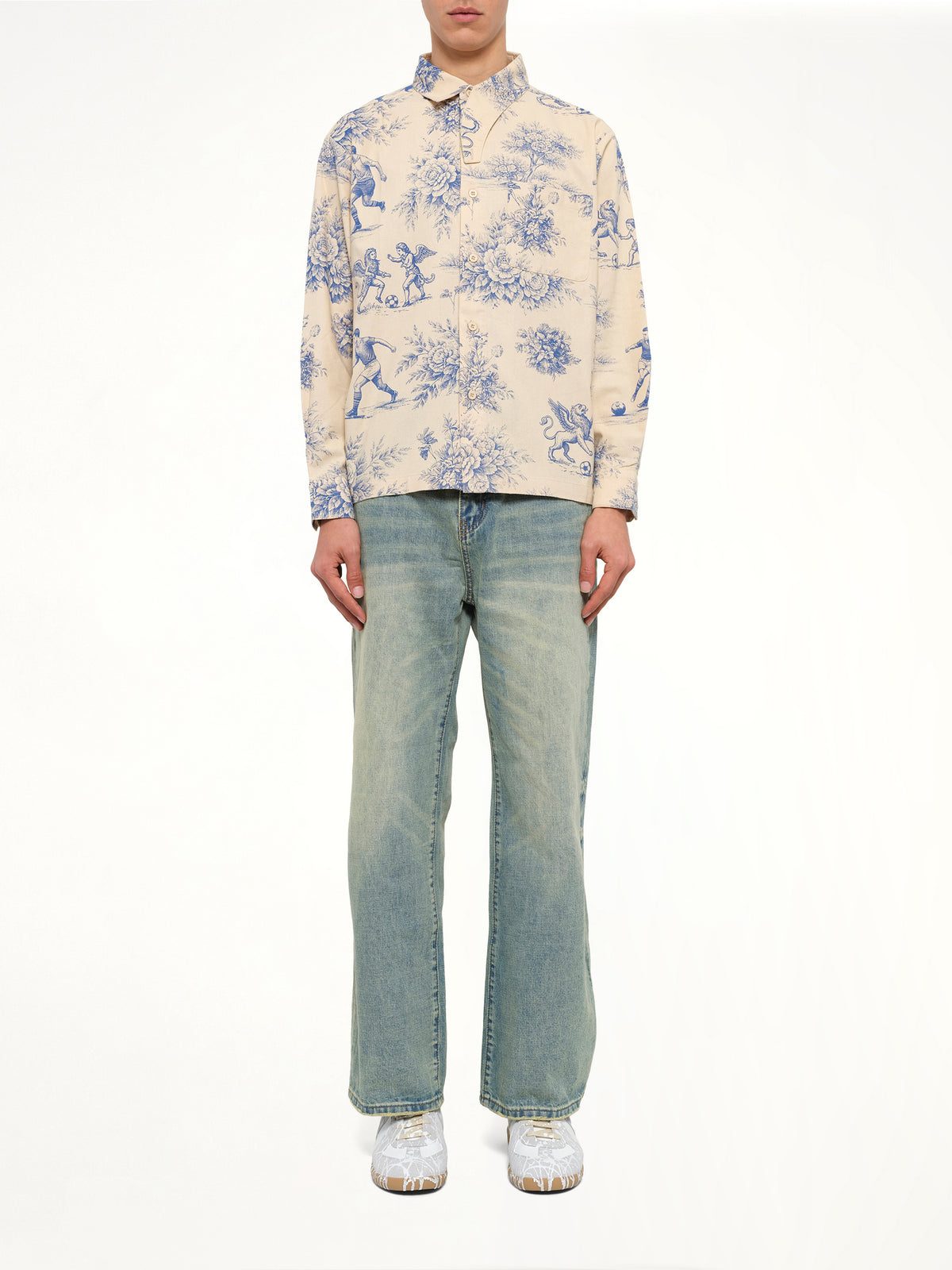 Toile de Jouy Button Up Shirt in Cream
