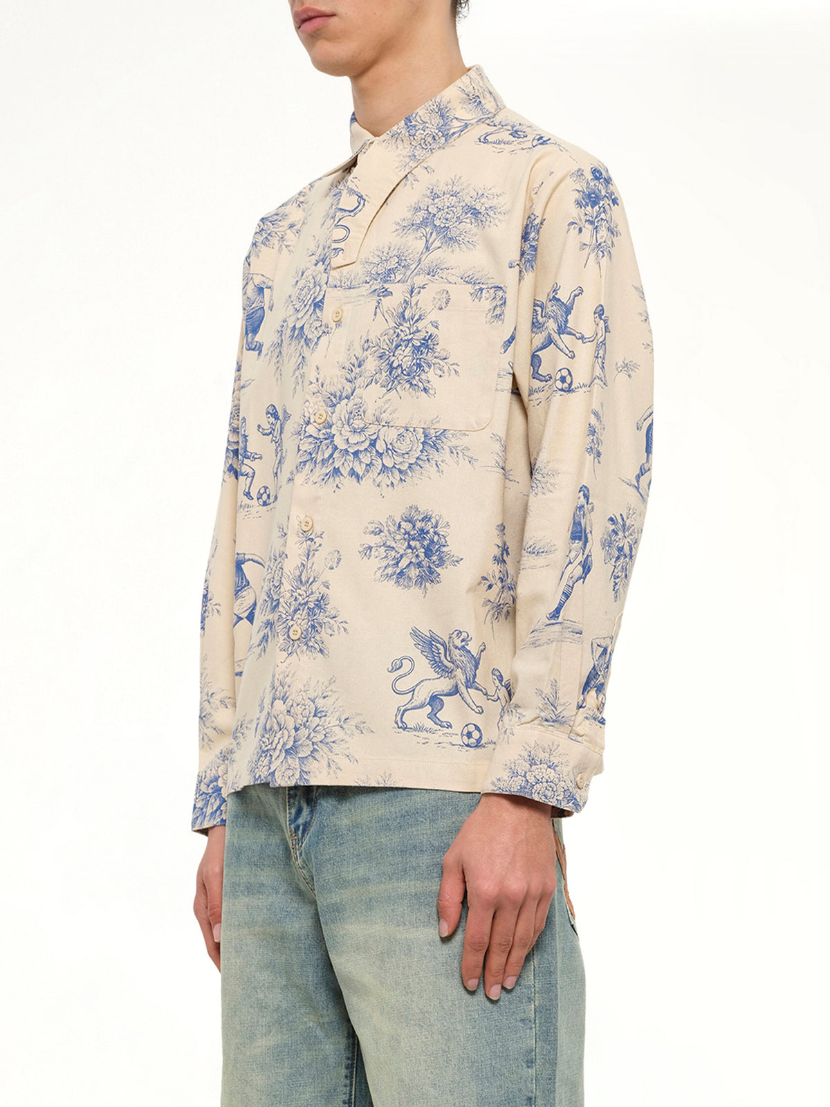 Toile de Jouy Button Up Shirt in Cream