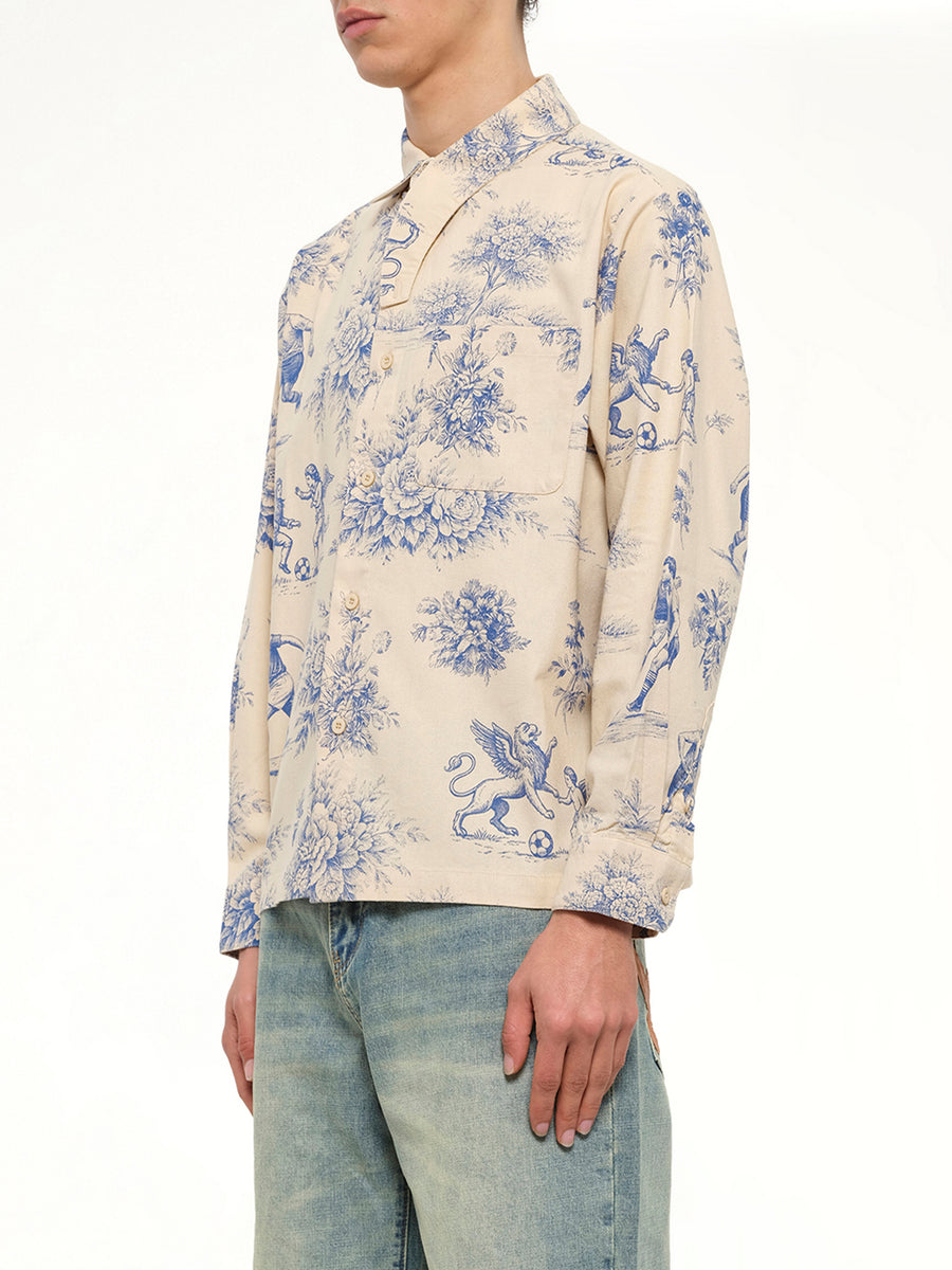 Toile de Jouy Button Up Shirt in Cream