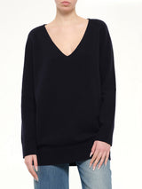V-Neck Wool Sweater in Navy