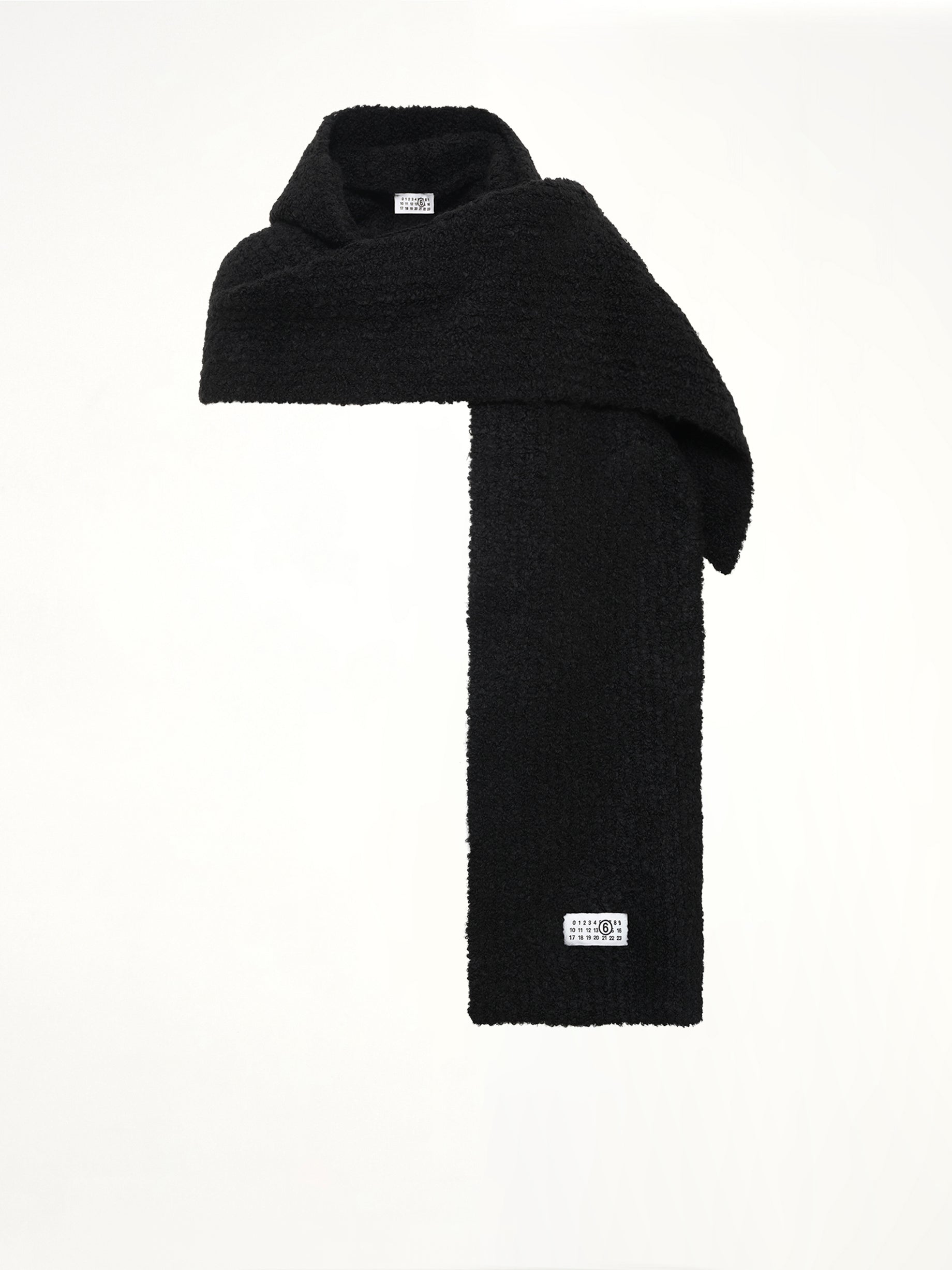 Boucle Knit Scarf in Black