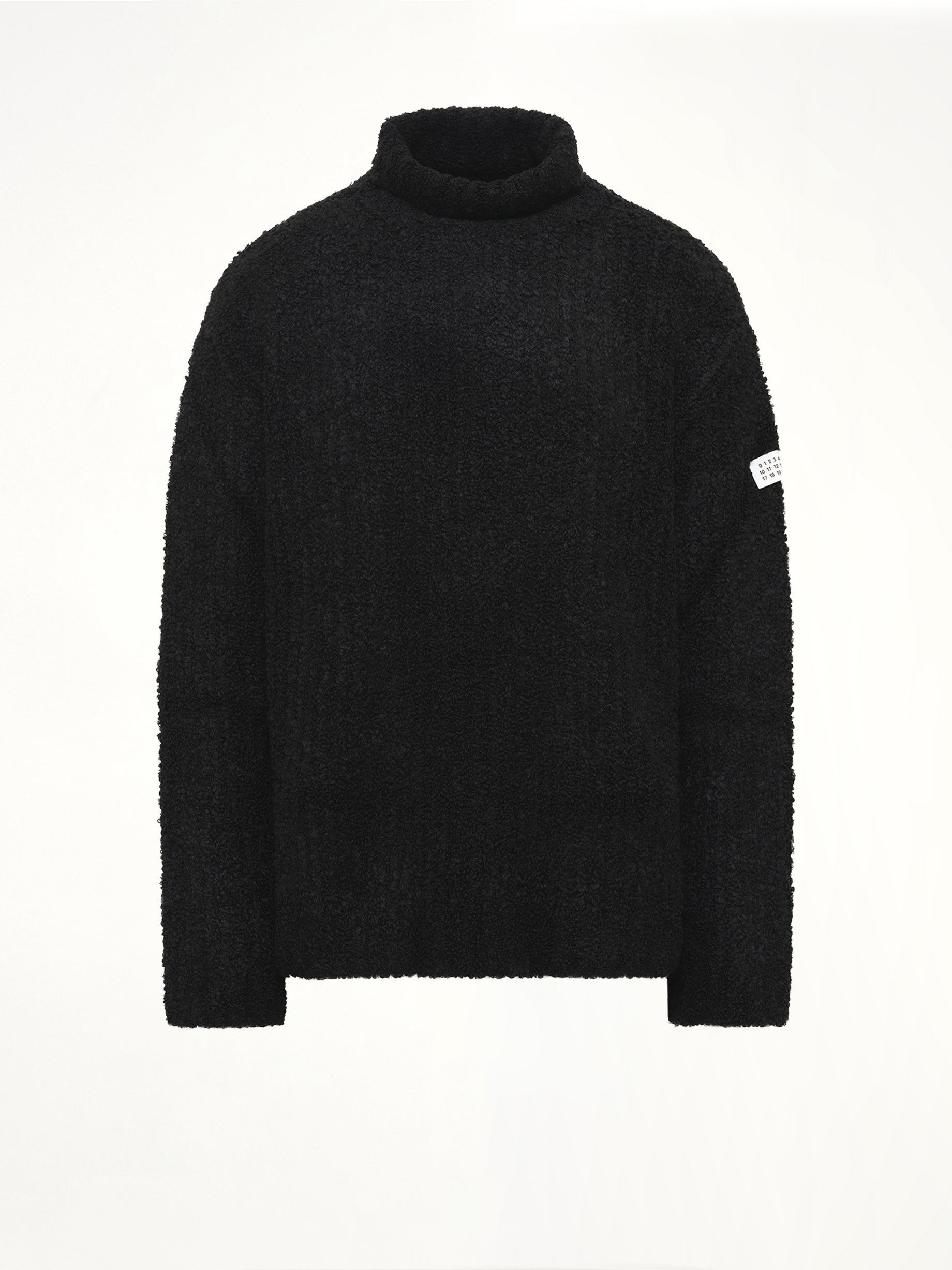 Boucle Knit Turtleneck in Black