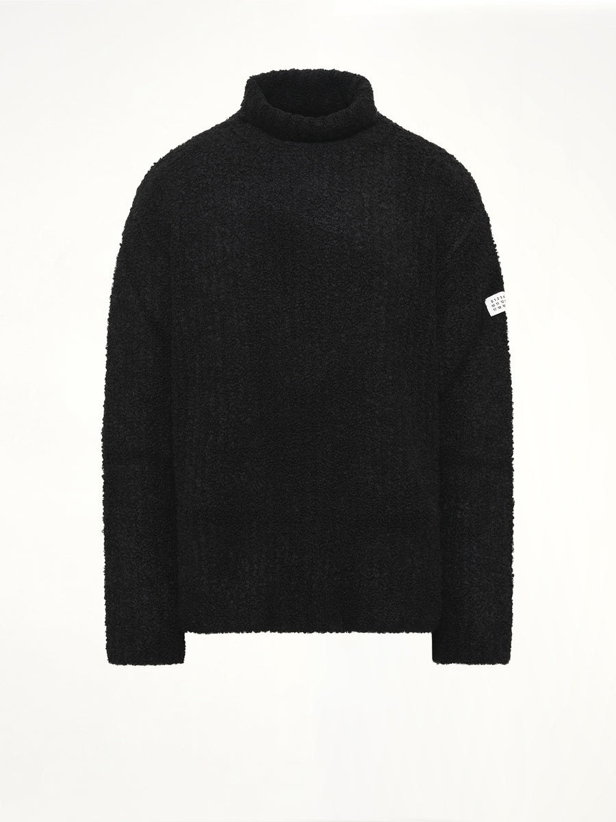 Boucle Knit Turtleneck in Black
