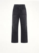 Eye Badge Washed Double Knee Pants in Black