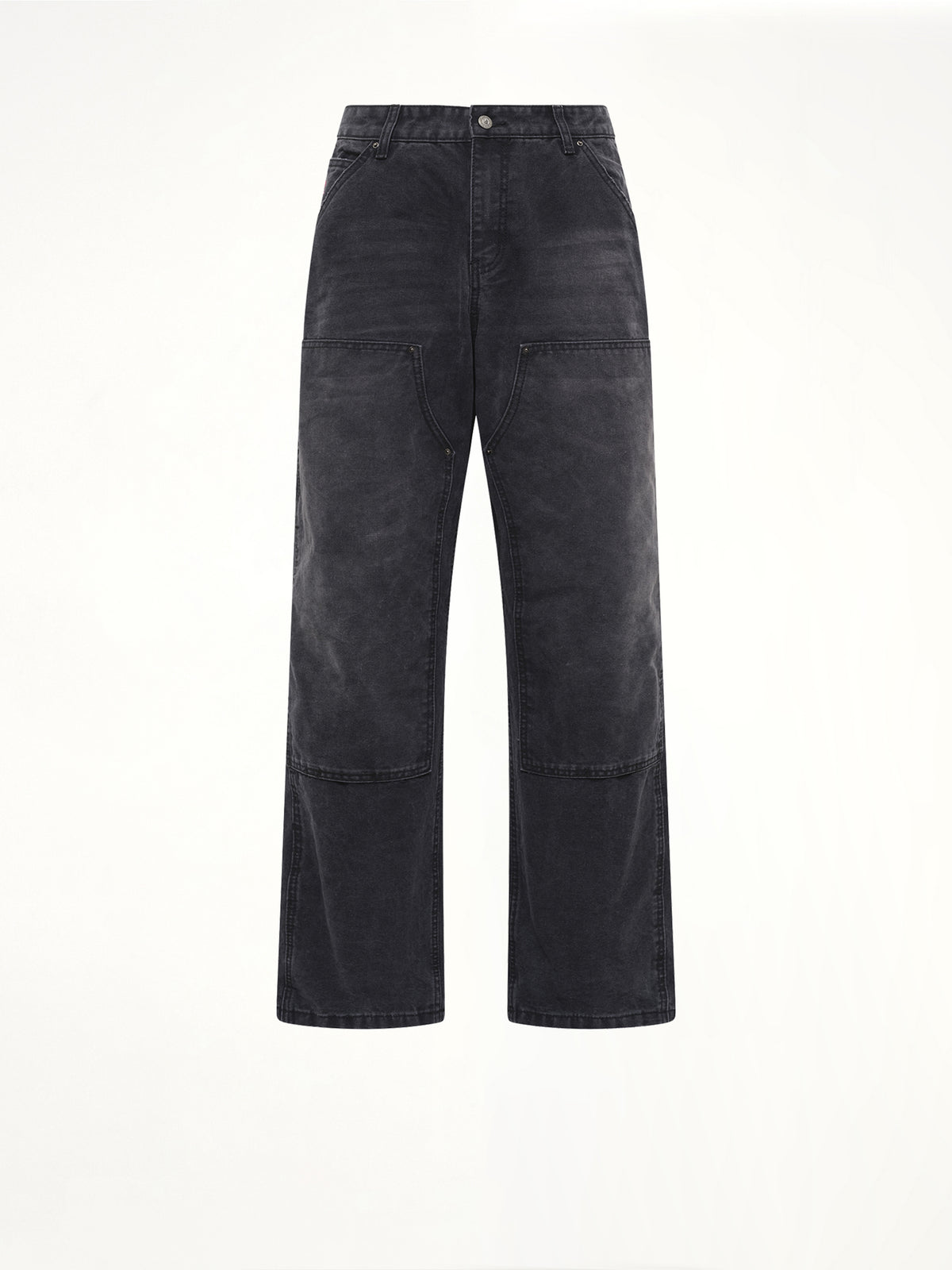 Eye Badge Washed Double Knee Pants in Black