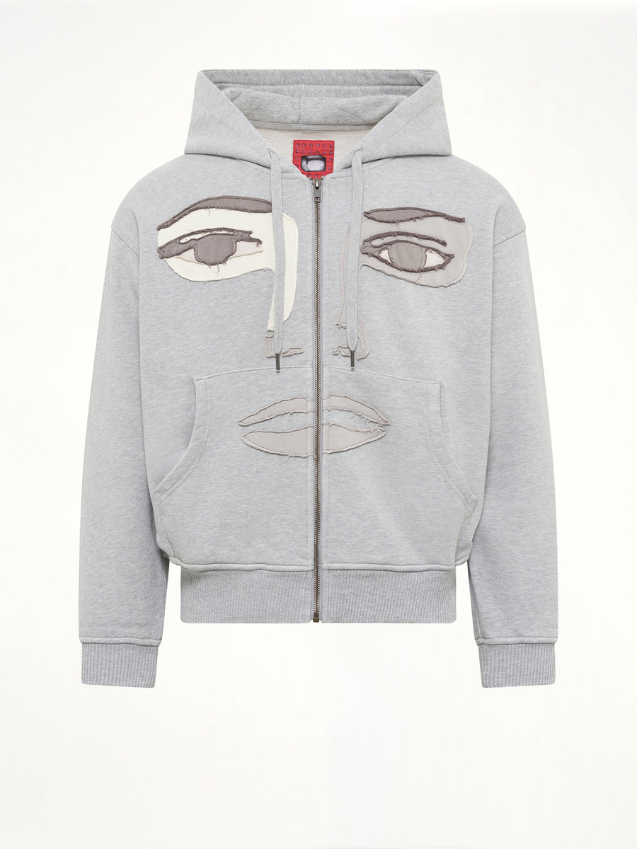 Face Hoodie in Stone Gray