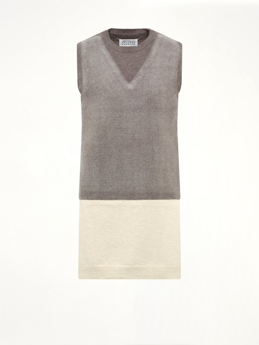 Fuse Knit Vest in Mud/Ecru