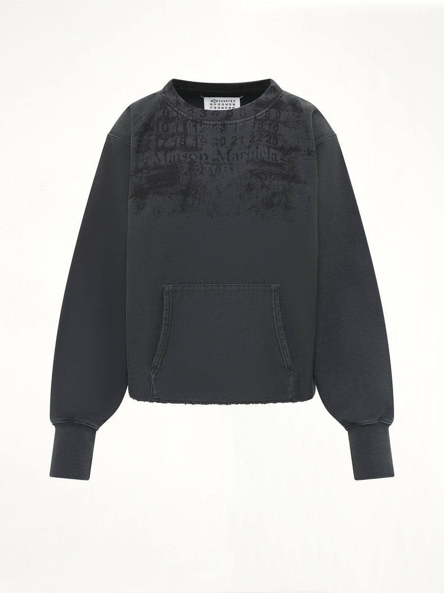 Numbers Zipped Sweatshirt in Charcoal