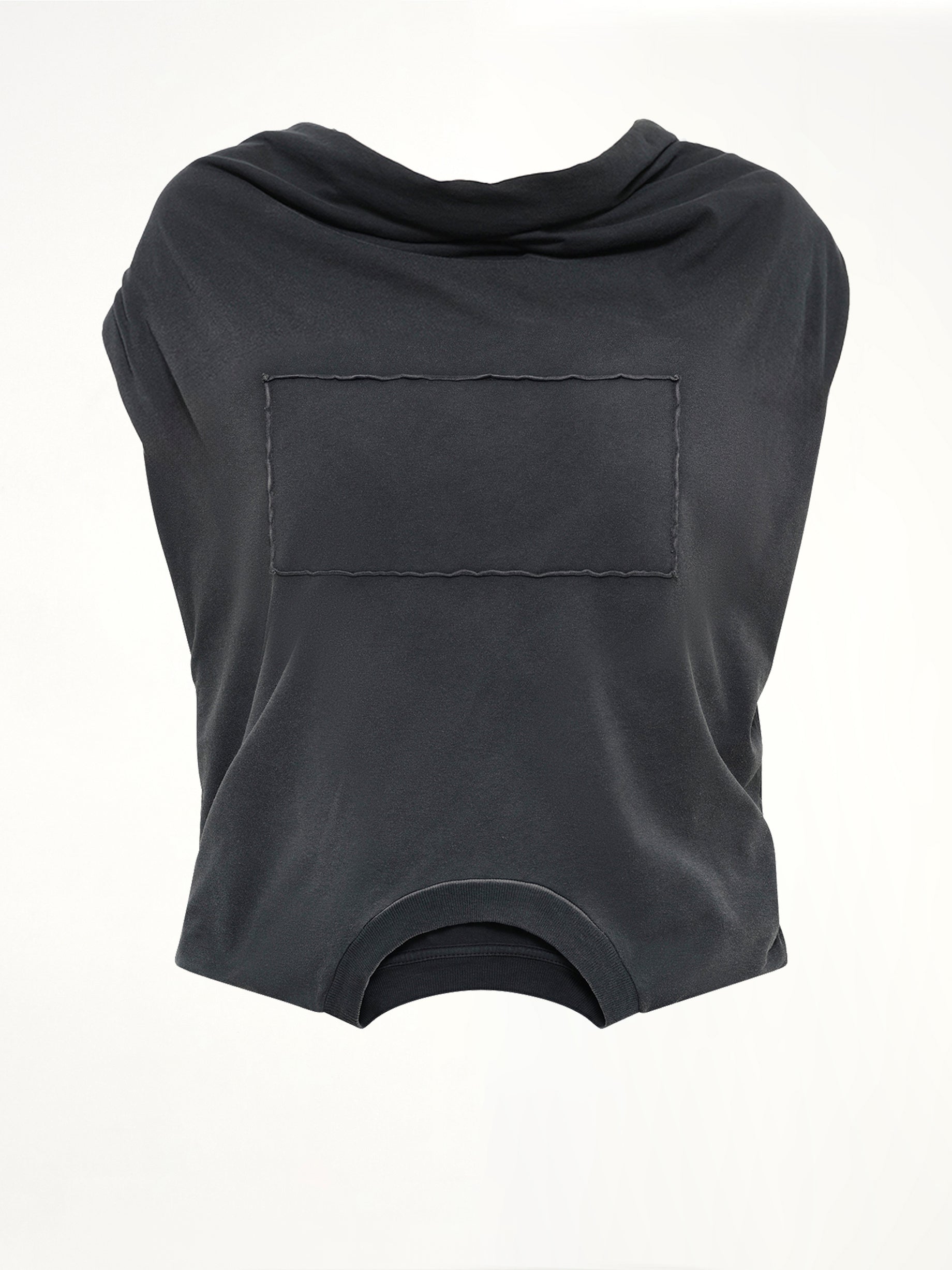 Patch Twisted Jersey Top in Washed Black