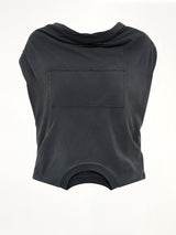 Patch Twisted Jersey Top in Washed Black