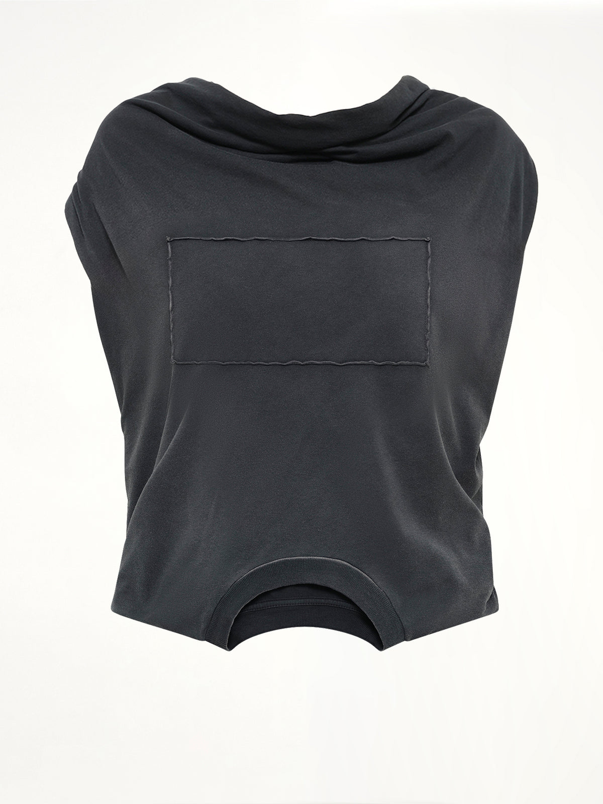 Patch Twisted Jersey Top in Washed Black