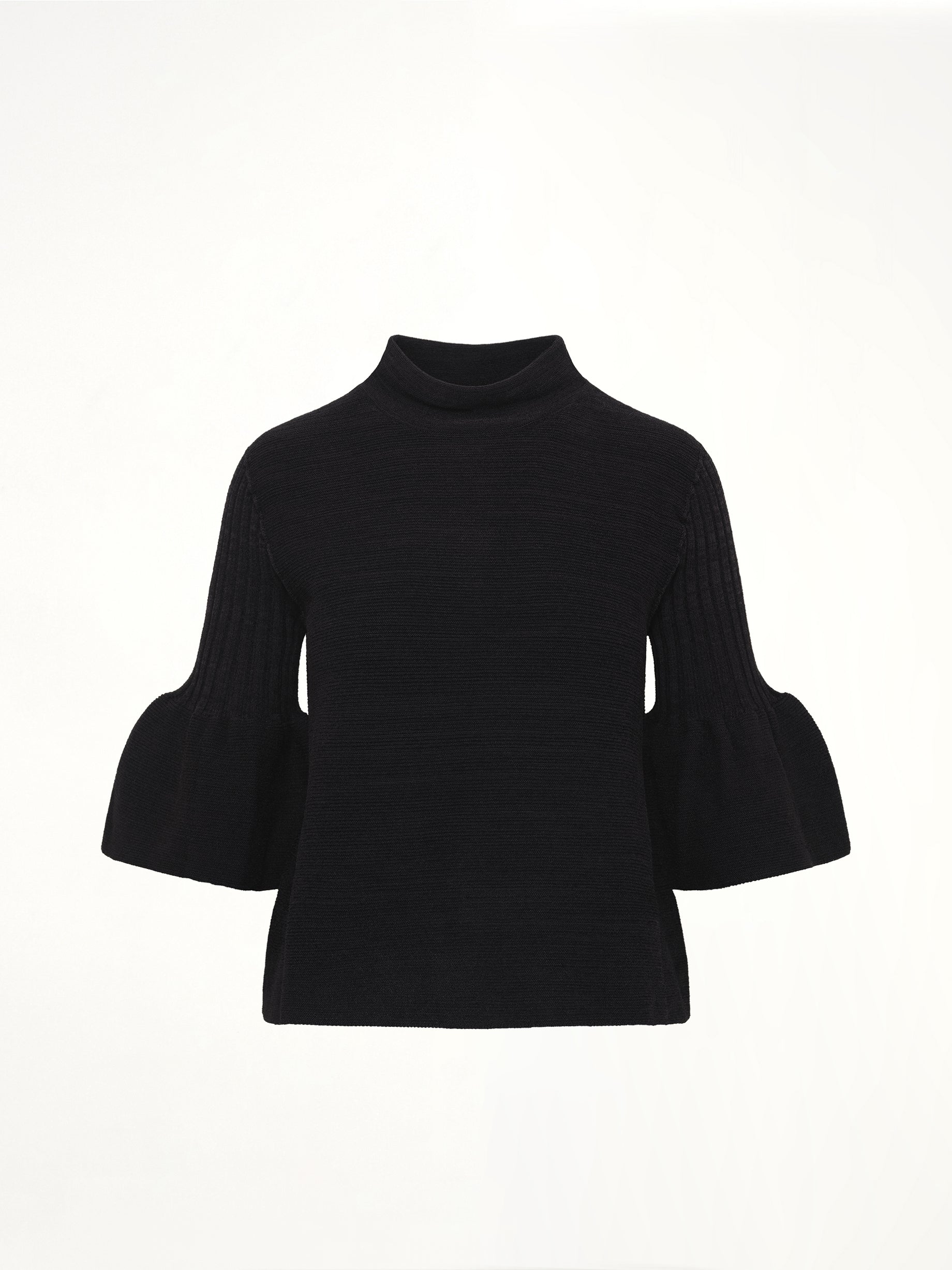 Pottery Velvet Bell Sleeve Flare Top in Black