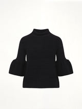 Pottery Velvet Bell Sleeve Flare Top in Black