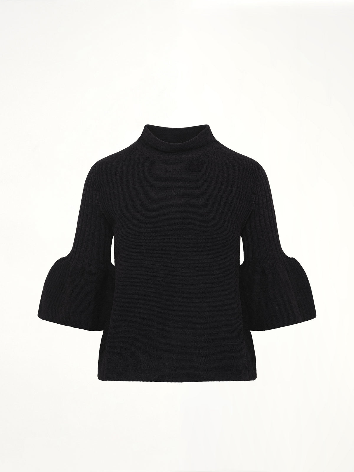 Pottery Velvet Bell Sleeve Flare Top in Black