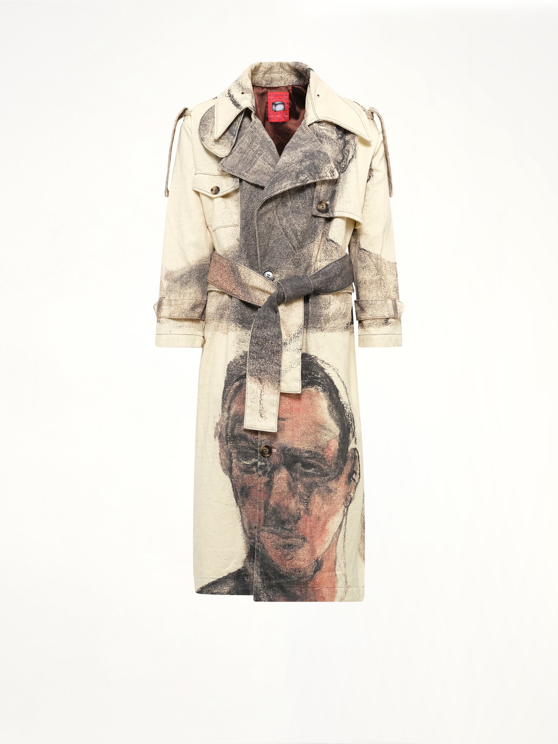 Sketched Faced Trenchcoat in Cream