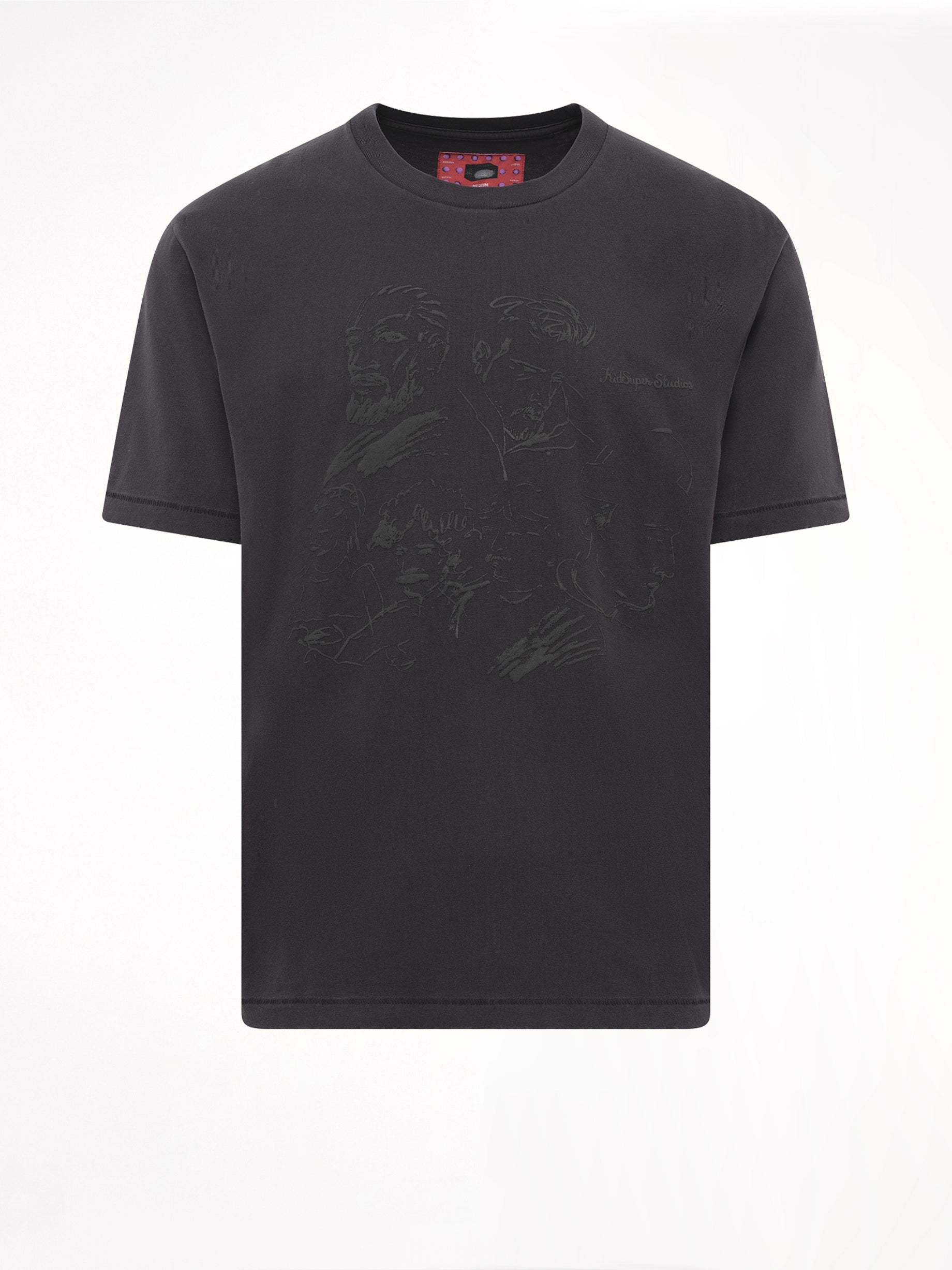 Sketched Faces T-Shirt in Washed Black