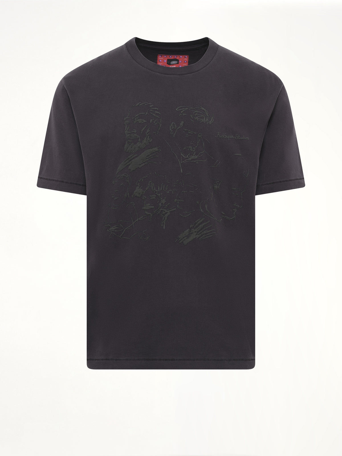 Sketched Faces T-Shirt in Washed Black