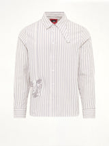 Striped Face Button Up Shirt in White