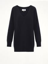 V-Neck Wool Sweater in Navy