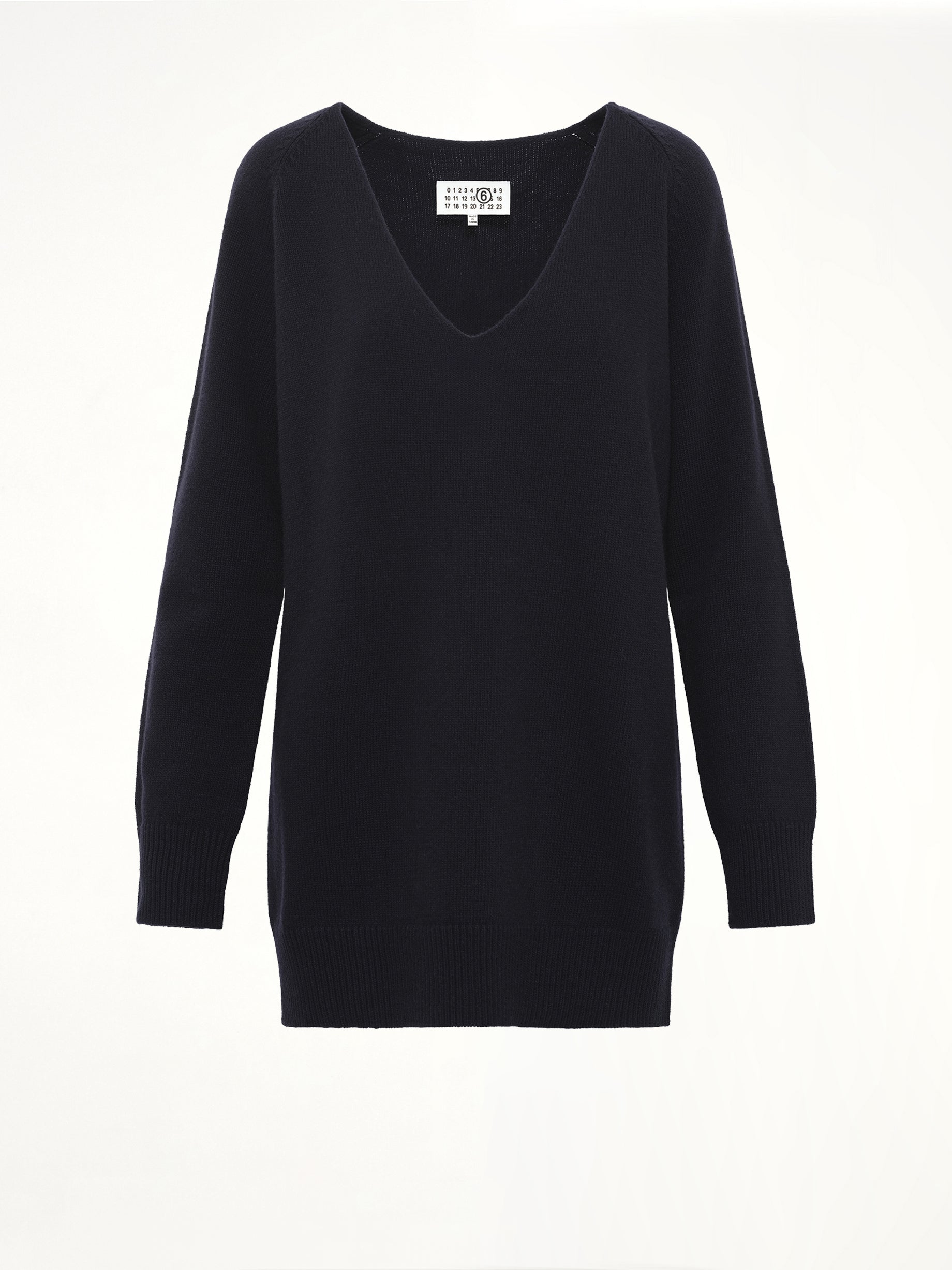 V-Neck Wool Sweater in Navy