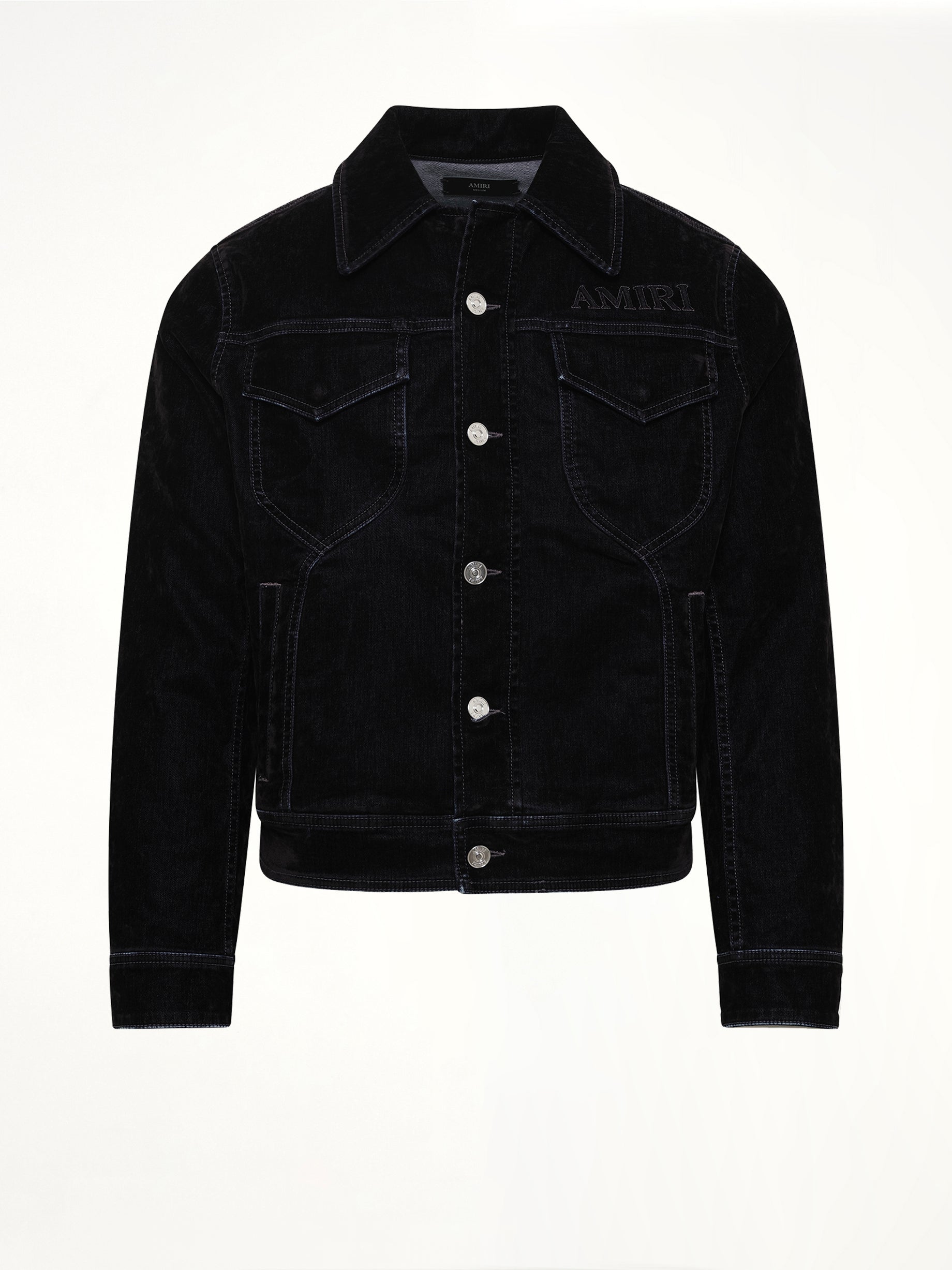 Vintage Cut Flock Denim Jacket in Black