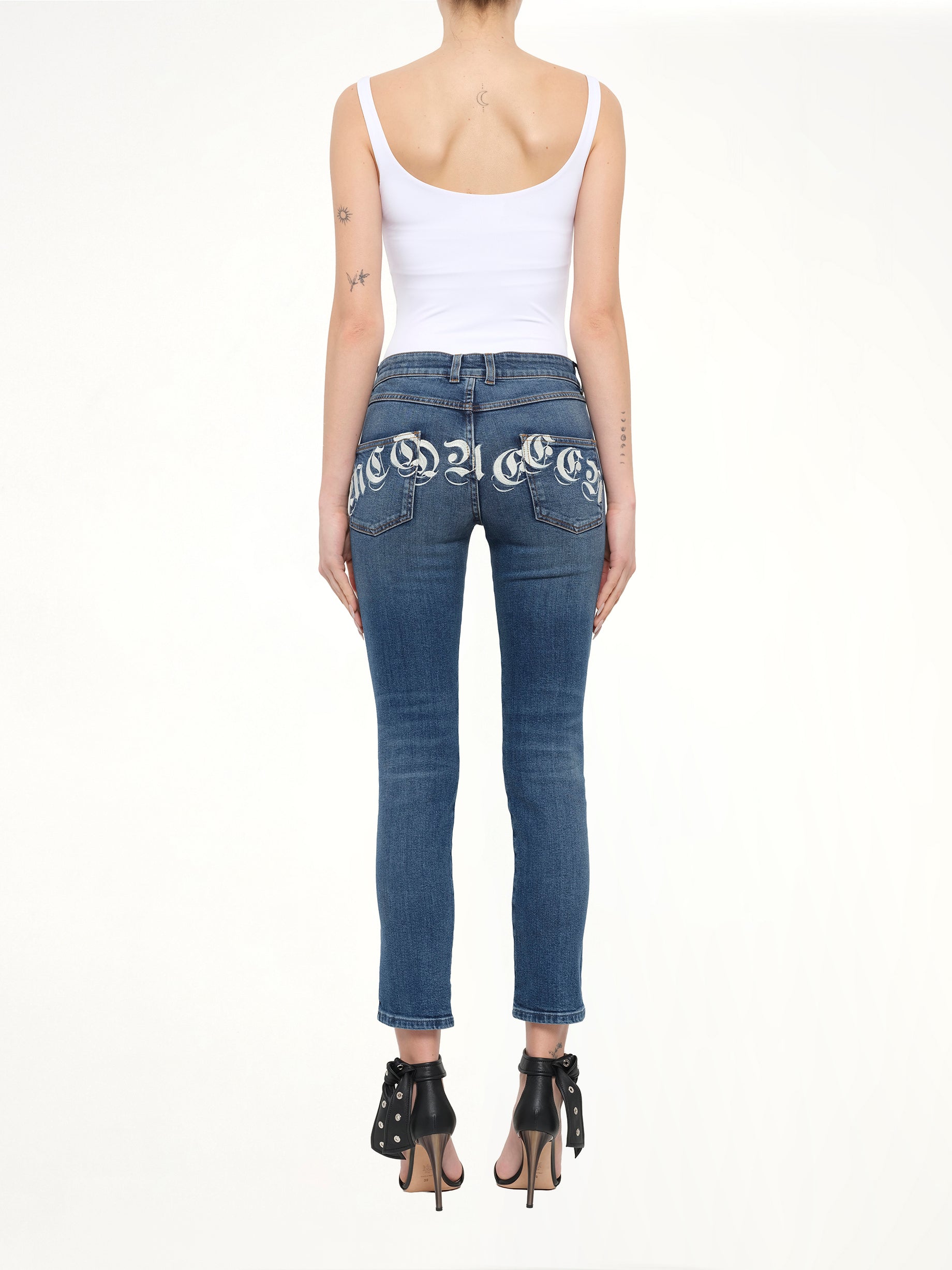 Alexander McQueen Embroidered Denim Jeans in Blue