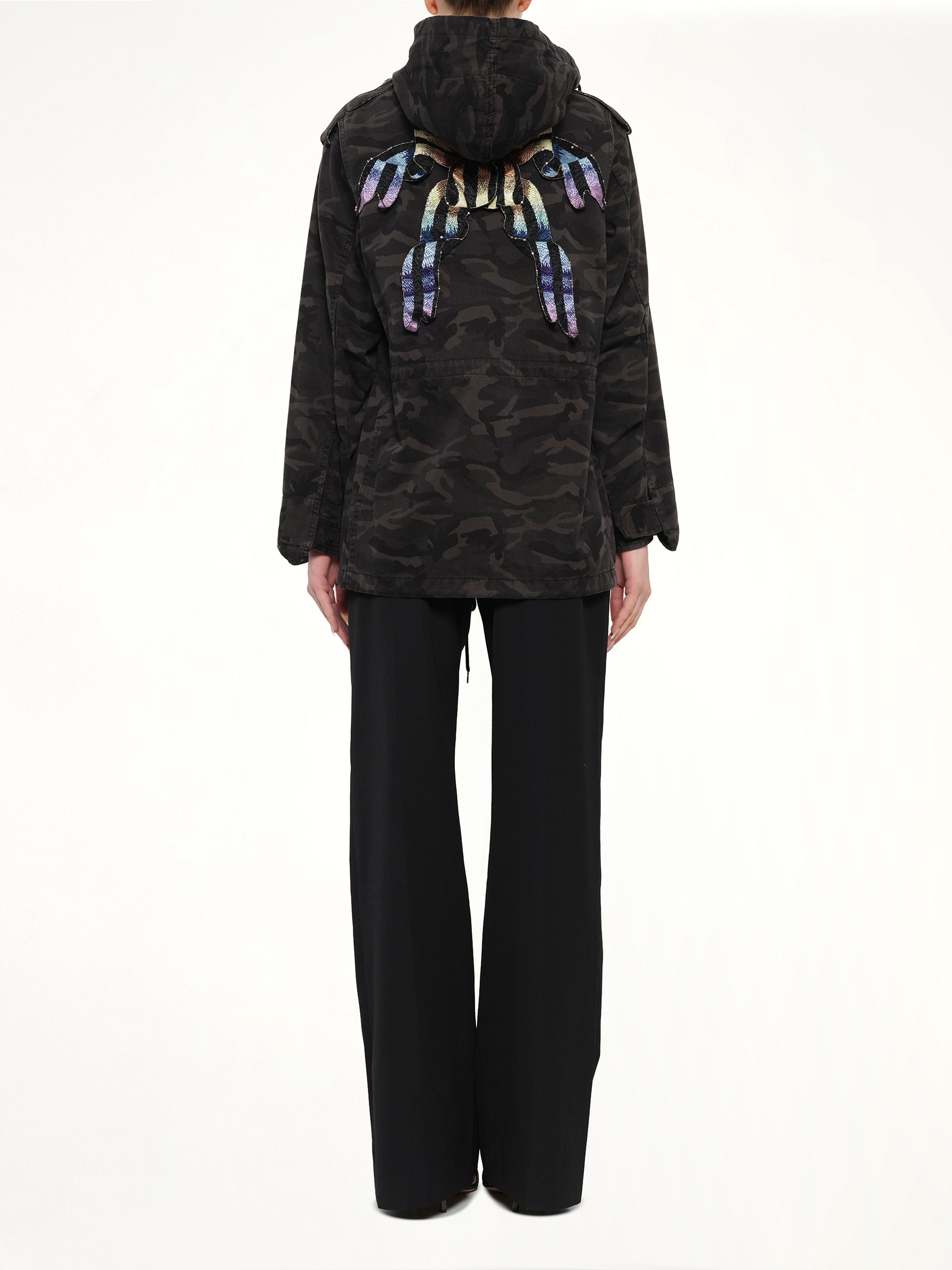 Anorak Jacket with Pin & Bow in Black