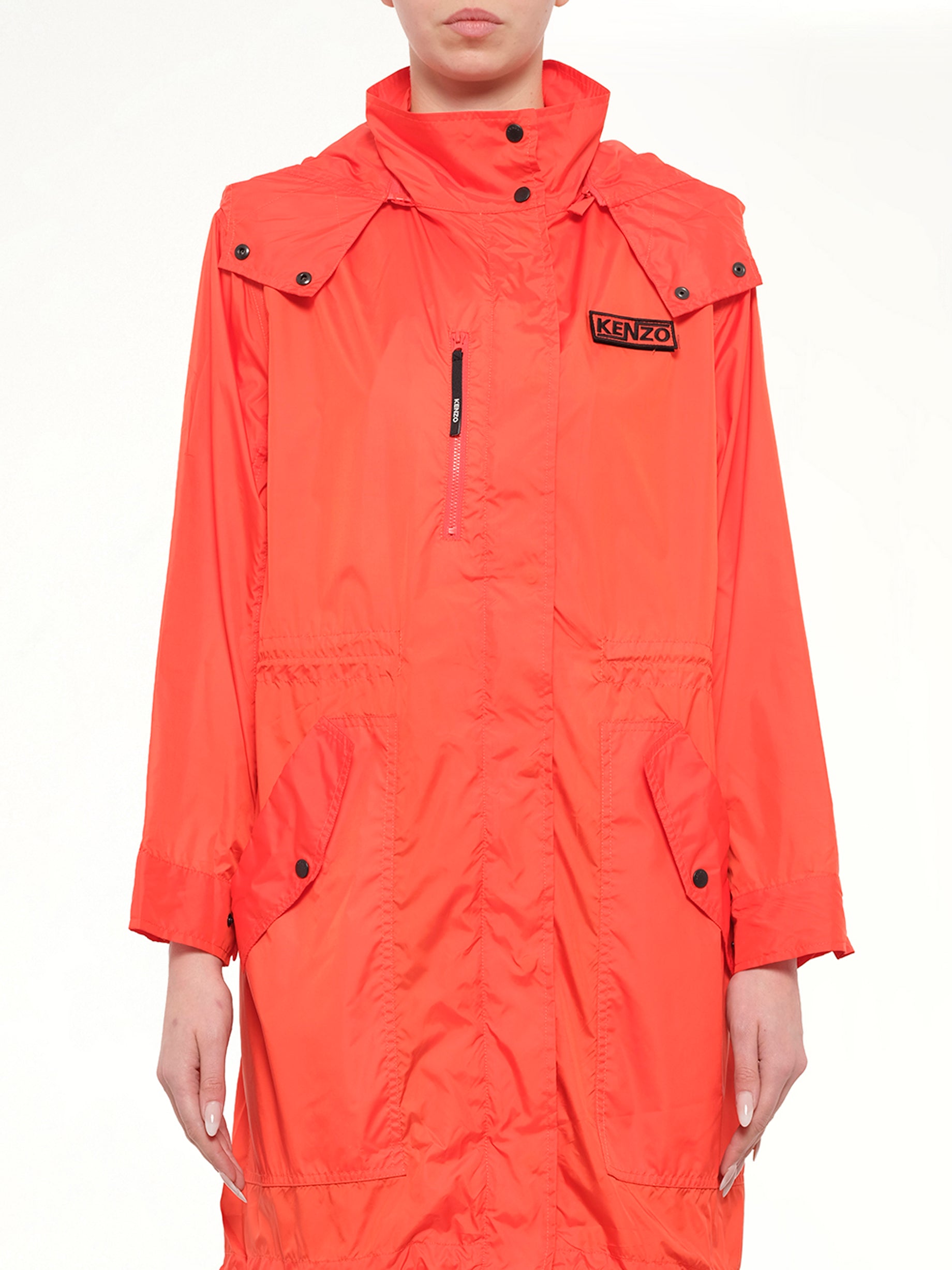 Hooded Raincoat in Red