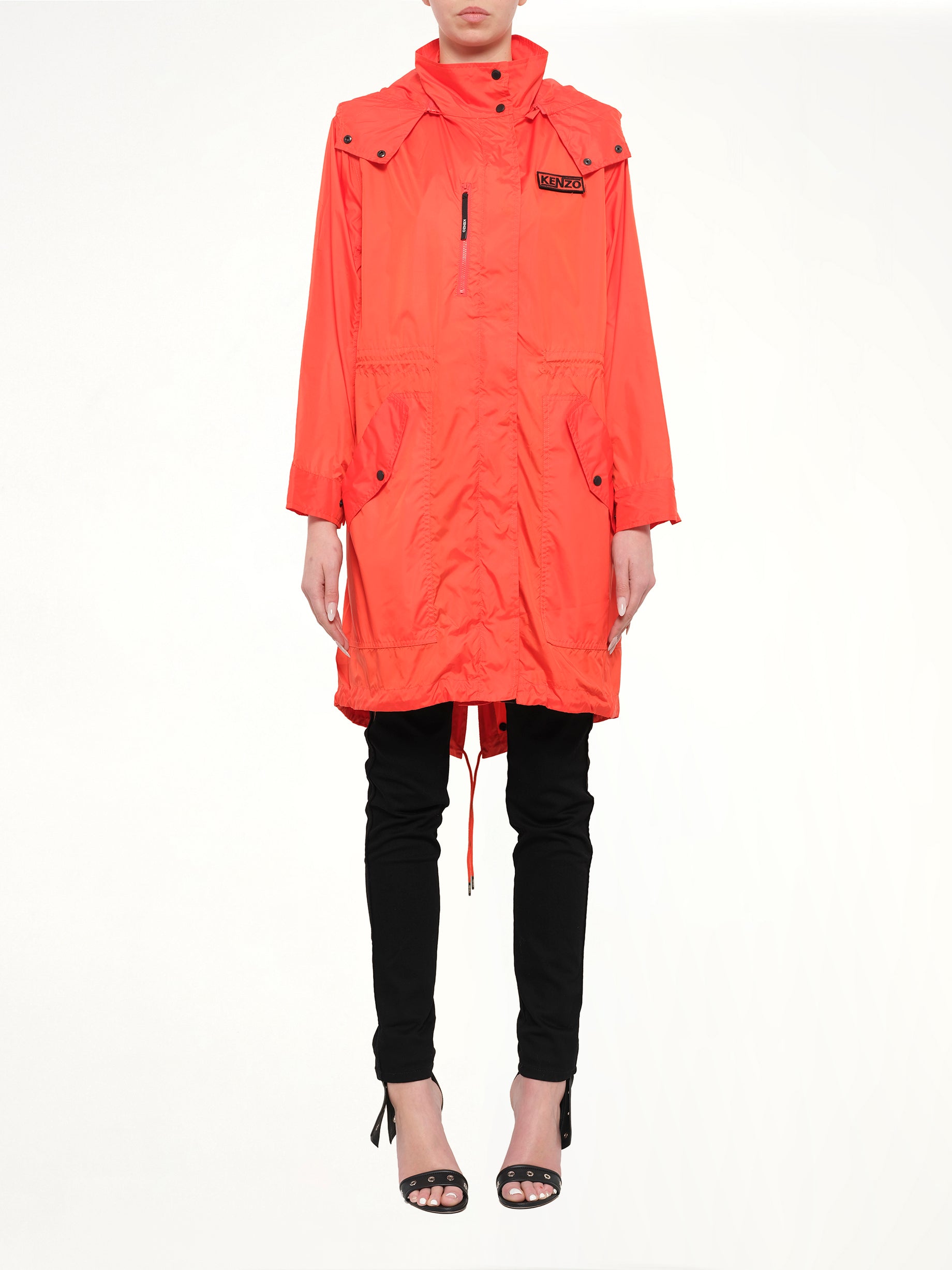 Hooded Raincoat in Red