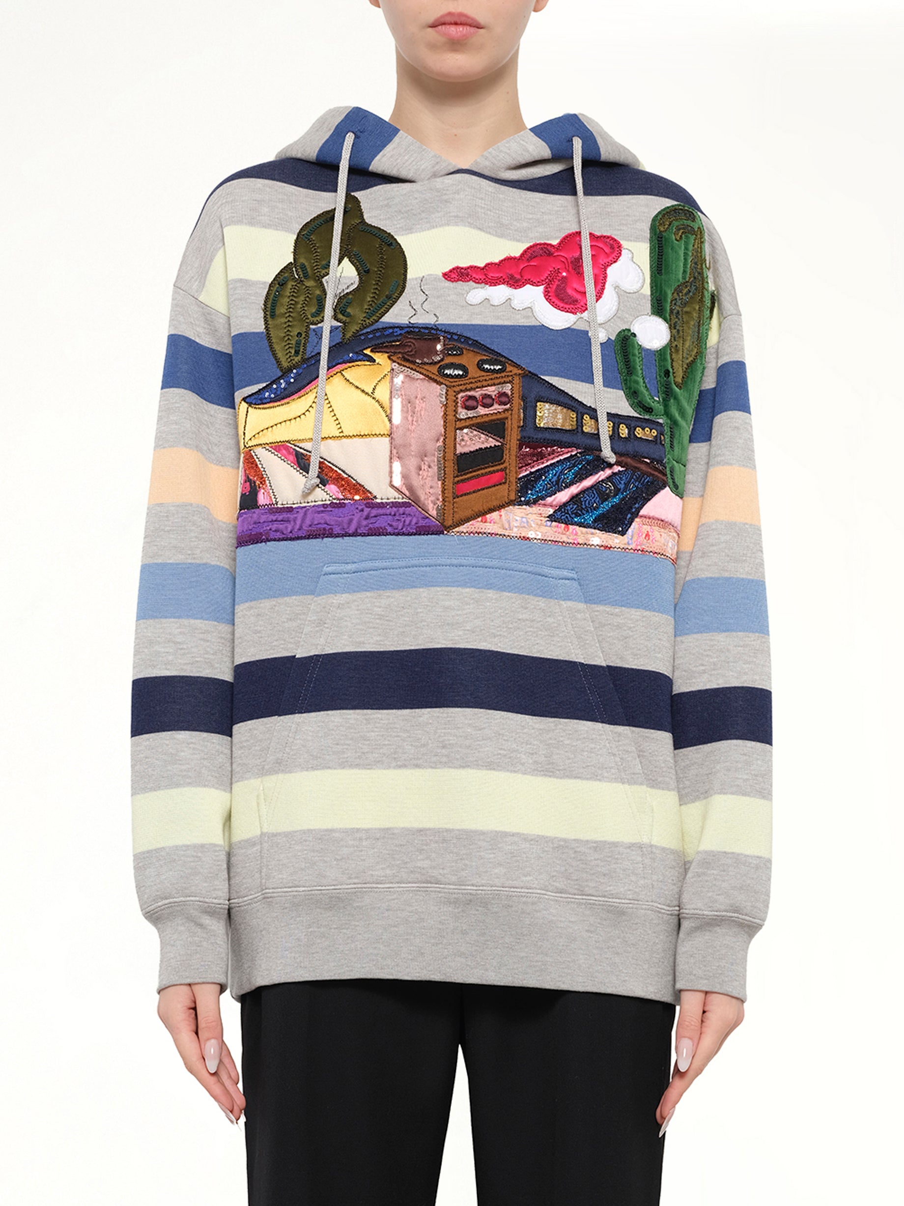 Long Sleeve Hooded Sweatshirt in Navy