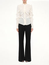 Ruffle Long Sleeve Shirt in White
