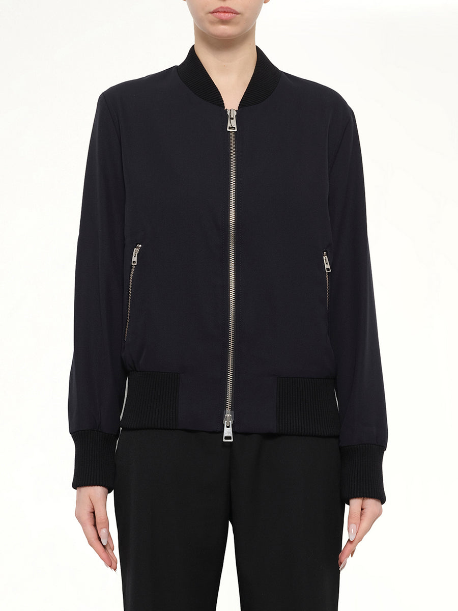 Zipped Teddy Jacket in Navy