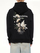 Flower Print Hoodie in Black