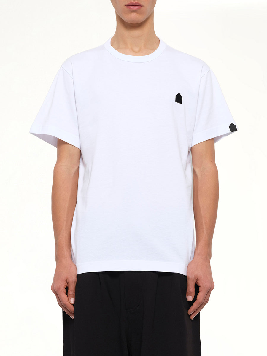 Football Back Print Shortsleeve Knit T-Shirt in White