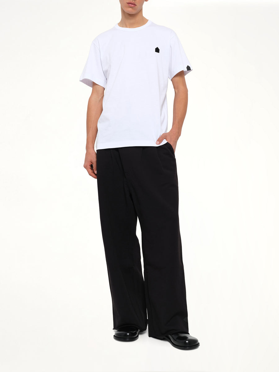 Football Back Print Shortsleeve Knit T-Shirt in White