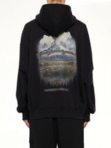 Forest Print Hoodie in Black