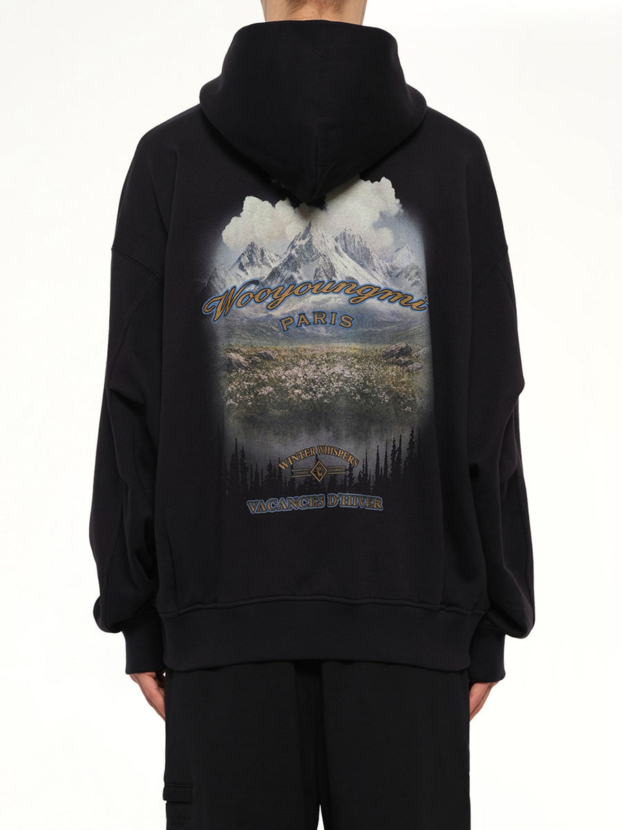 Forest Print Hoodie in Black