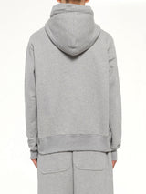 Hut Embroidery Zipped Knit Hoodie in Grey
