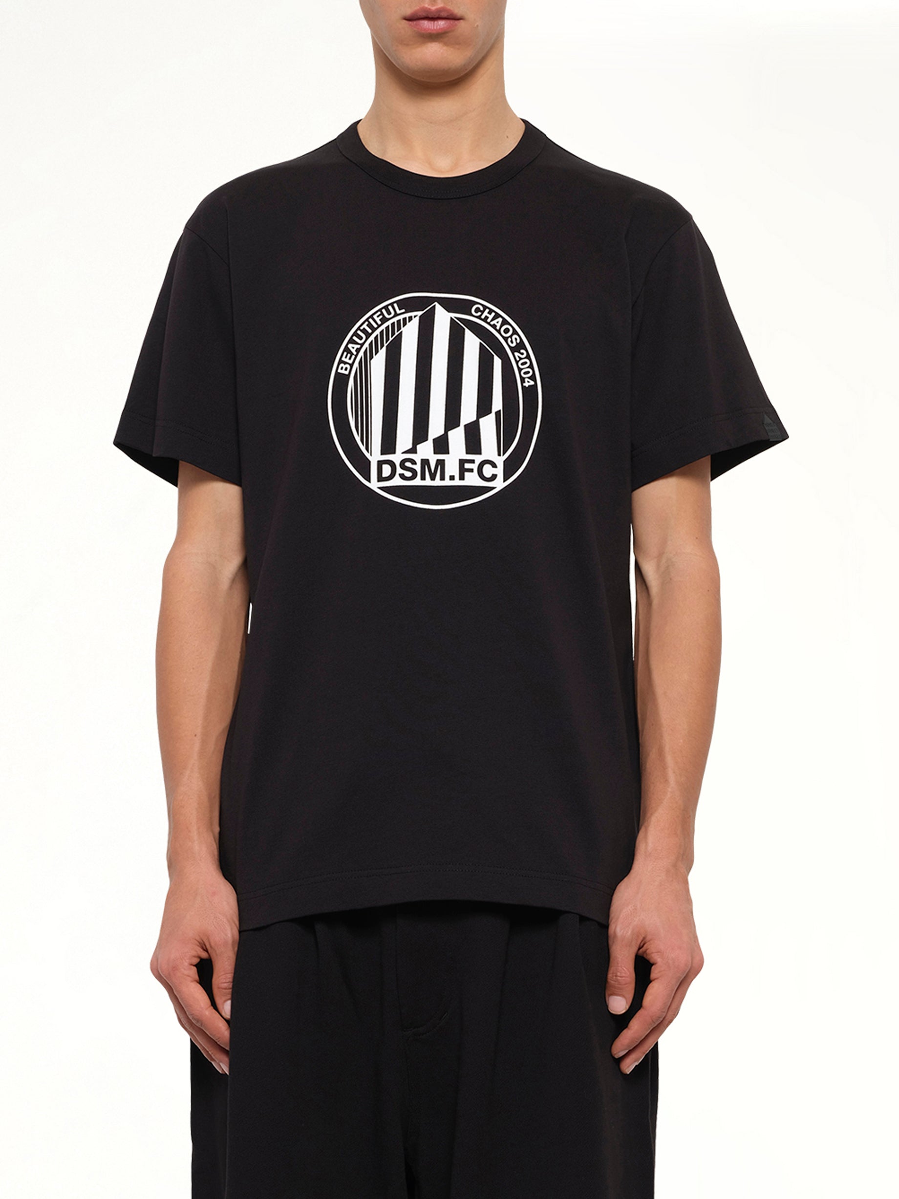 Large Emblem Print Shortsleeve Knit T-Shirt in Black