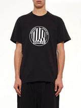 Large Emblem Print Shortsleeve Knit T-Shirt in Black