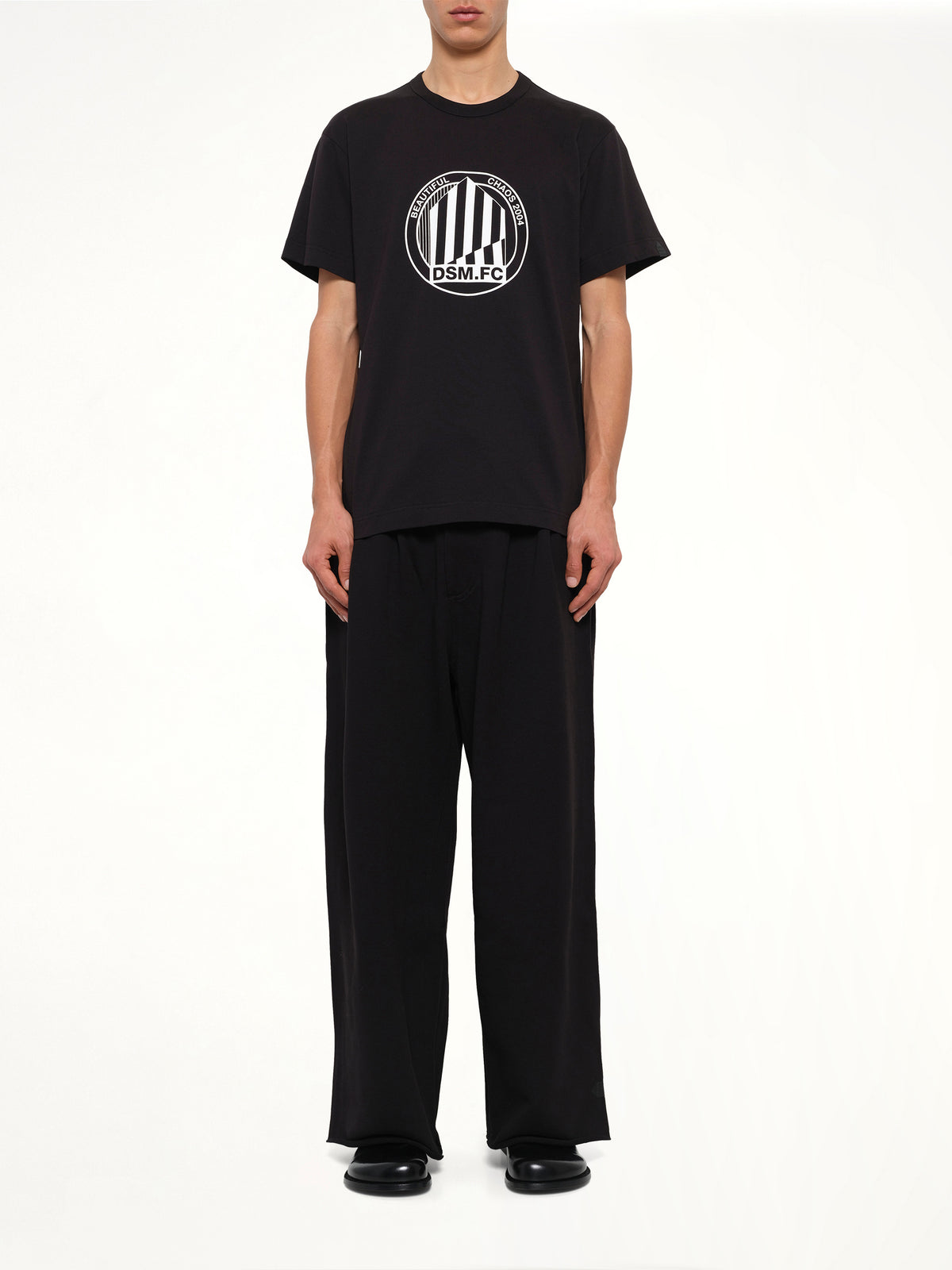 Large Emblem Print Shortsleeve Knit T-Shirt in Black