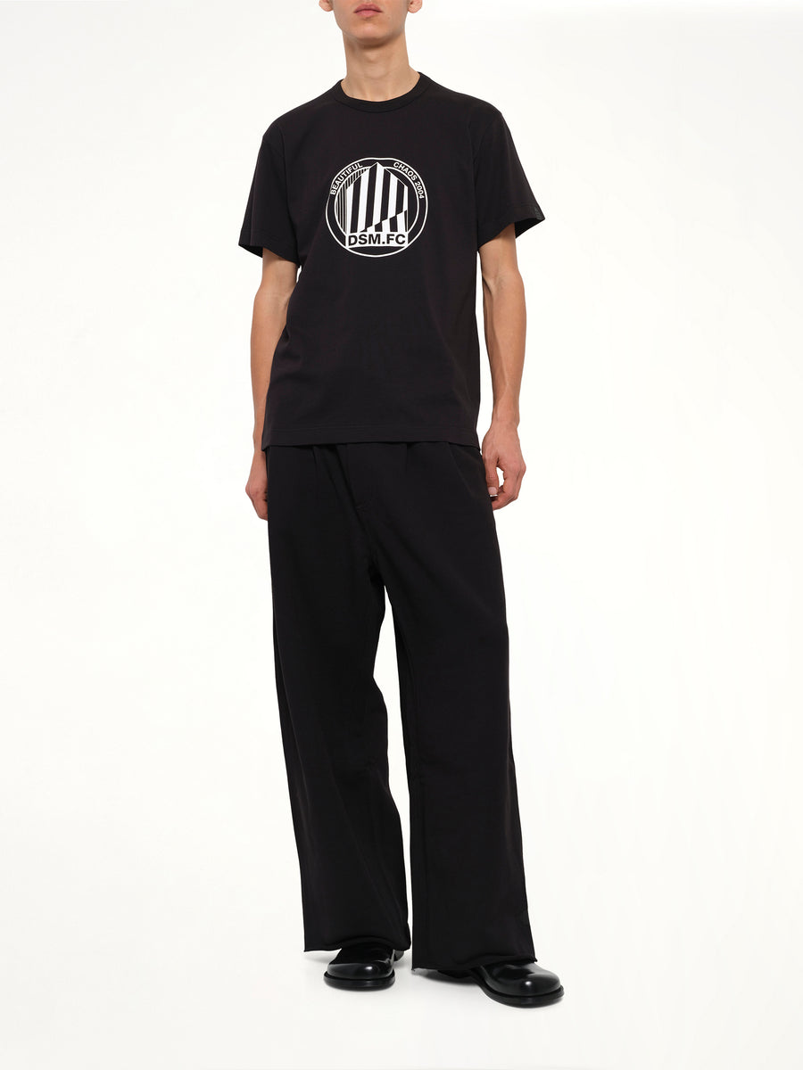 Large Emblem Print Shortsleeve Knit T-Shirt in Black