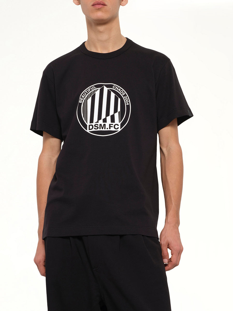 Large Emblem Print Shortsleeve Knit T-Shirt in Black