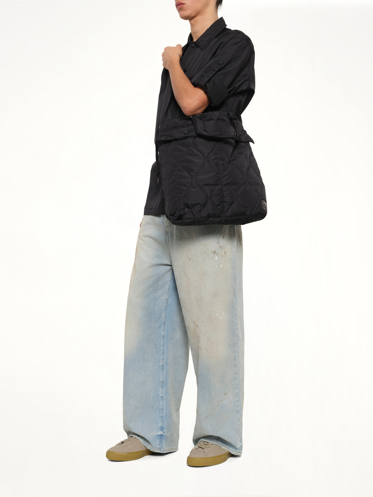 Military Down Helmet Shoulder Bag in Black