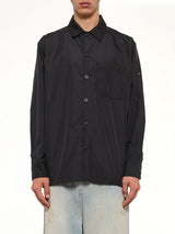 Non Down Military Button Slit Shirt in Black