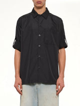 Non Down Military Button Slit Shirt in Black