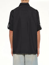 Non Down Military Button Slit Shirt in Black