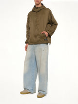 Non Down Mountain Reversible W-Zip Hood Jacket in Black/Dark Olive