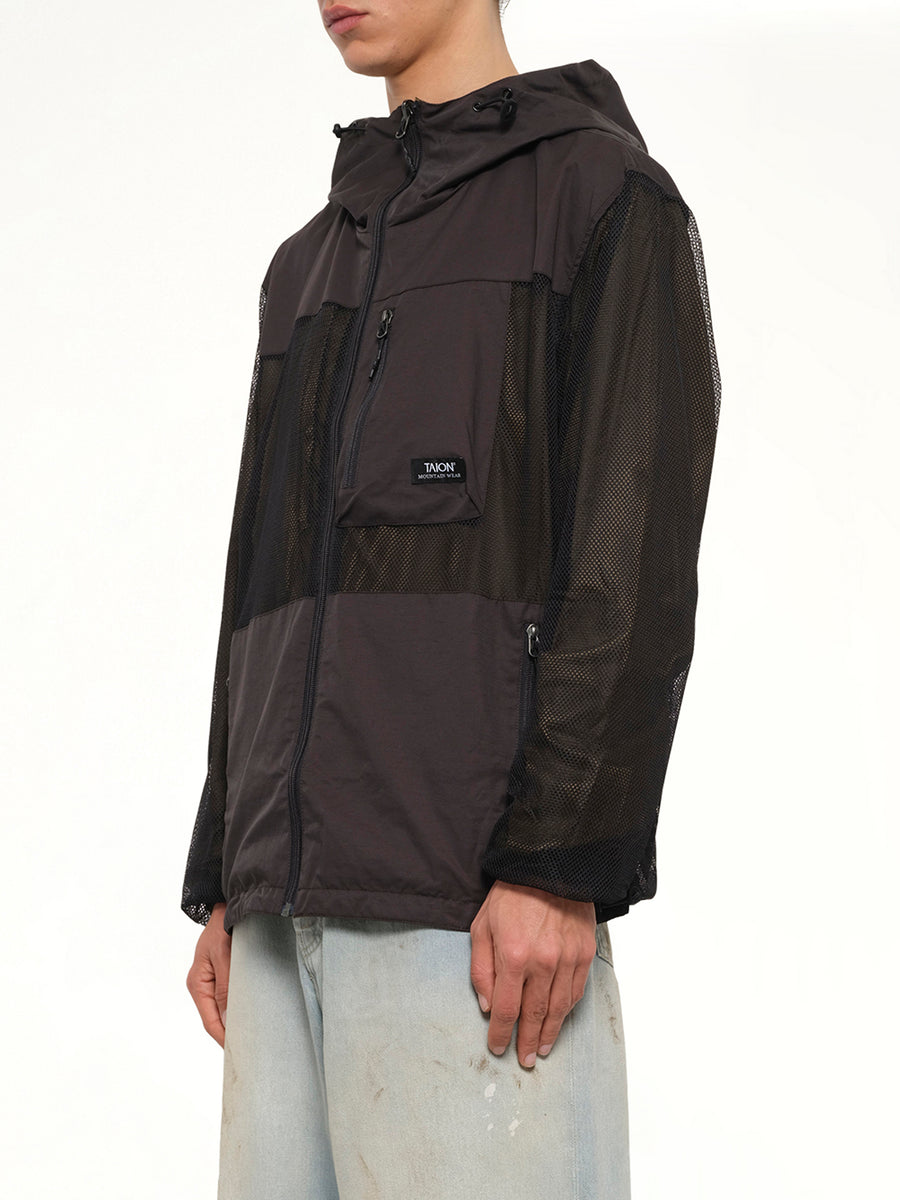 Non Down Mountain Reversible W-Zip Hood Jacket in Black/Dark Olive